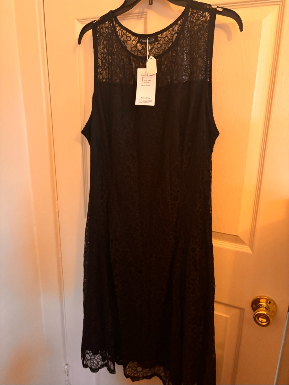 Sleeveless Black Lace Midi Dress with Sheer Yoke